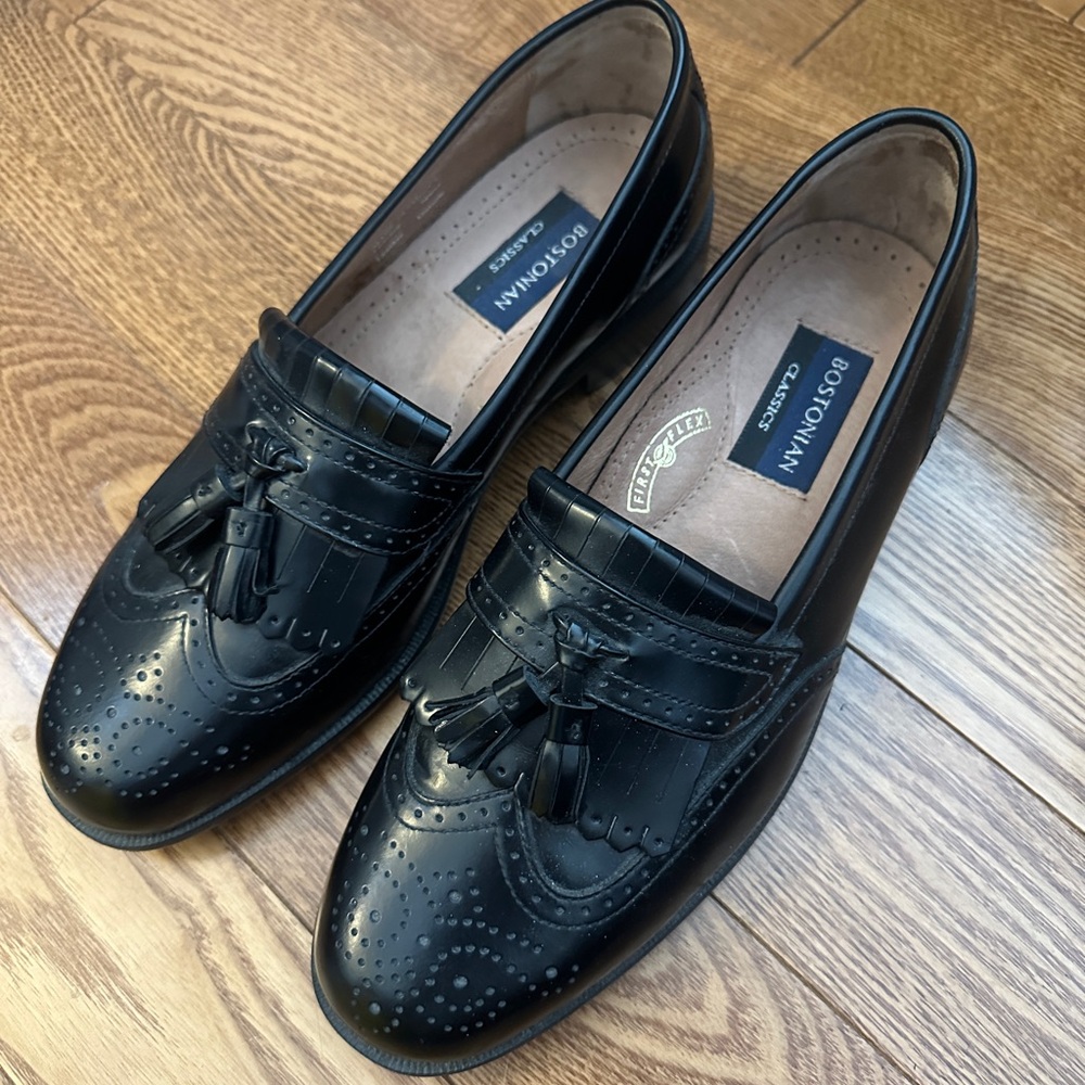 Bostonian Black Tassel Leather Loafers for Men Size 8
